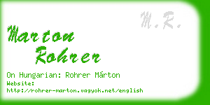 marton rohrer business card