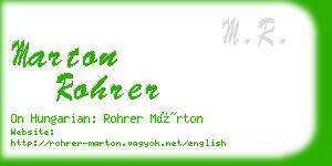 marton rohrer business card